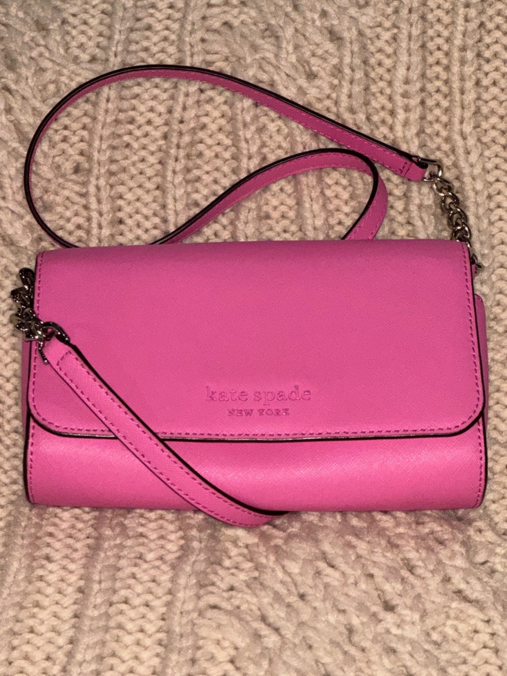 kate spade hot pink leather crossbody wallet EUC CLEAN
